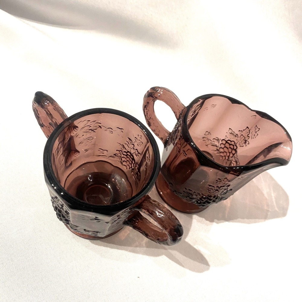 vintage deep dark purple grape sugar cup bowl & creamer pitcher cup - Picture 4 of 8